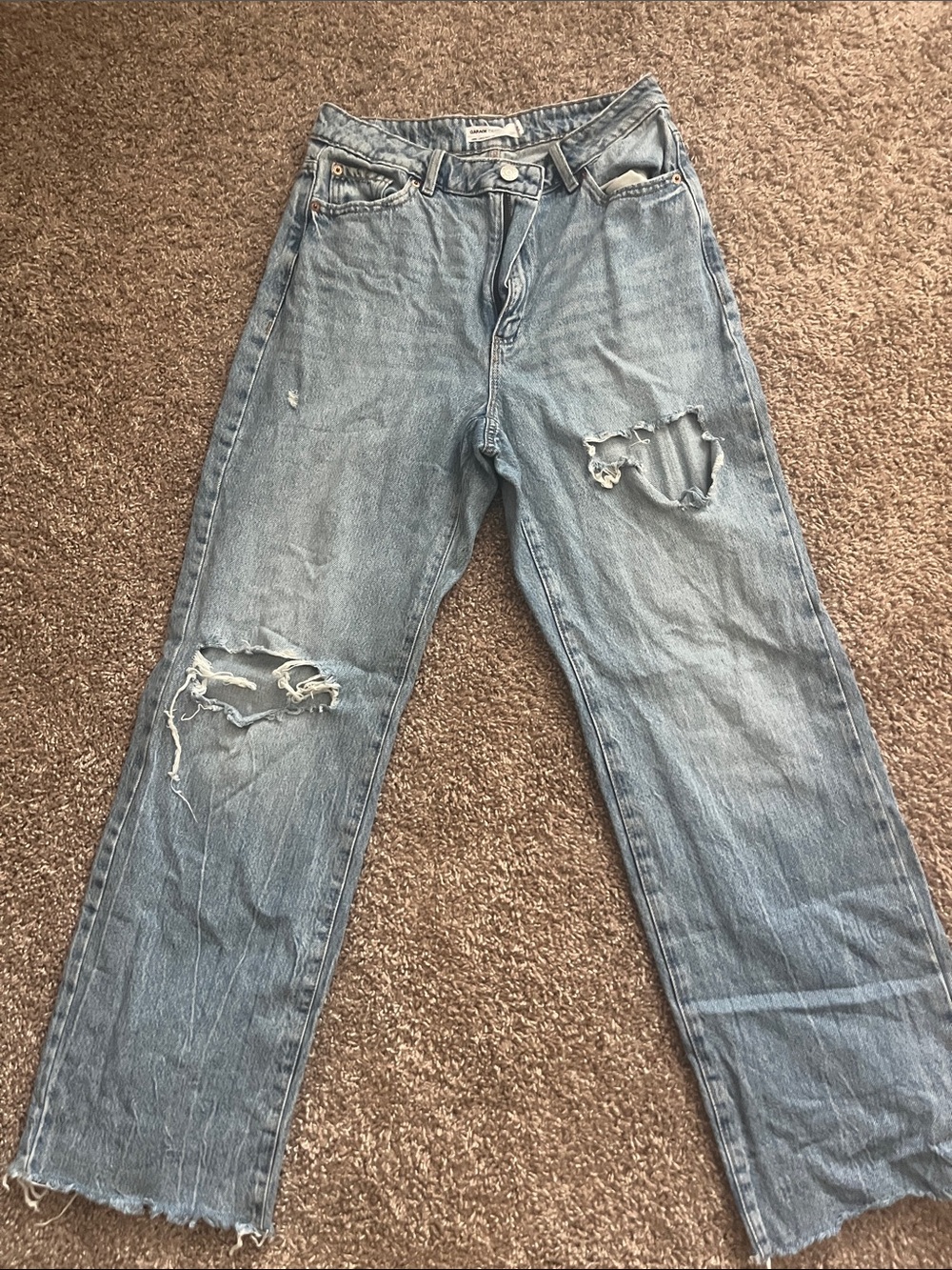 Garage Light Blue Distressed Flare Jeans
